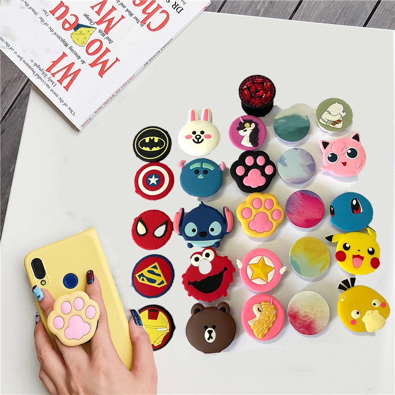3D Cute Cartoon Universal Stand Holder Fold Finger Grip Phone Holders ...