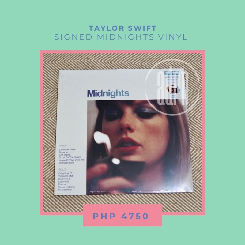 Taylor Swift Midnights Vinyl With Hand Signed Photo (Moonstone Blue ...