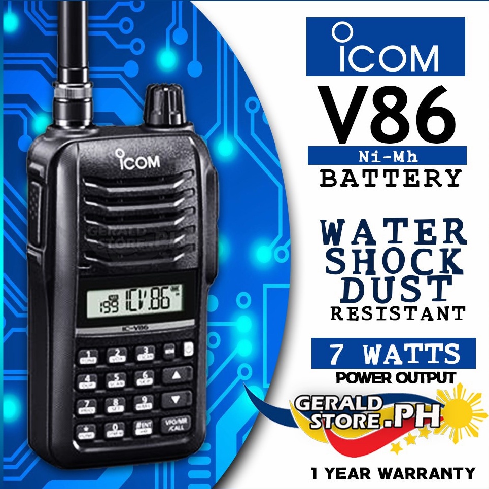 V86 7 Watts Portable Walkie Talkie Long Range 15km VHF Two Way