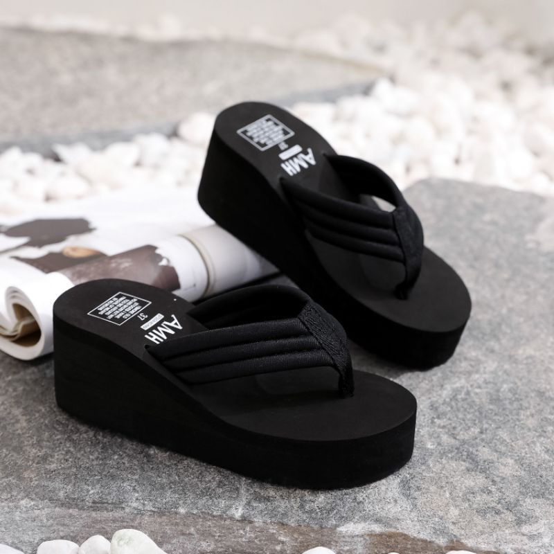 2022 new summer new thick botom flip flops women’s wedge heel 6cm ...