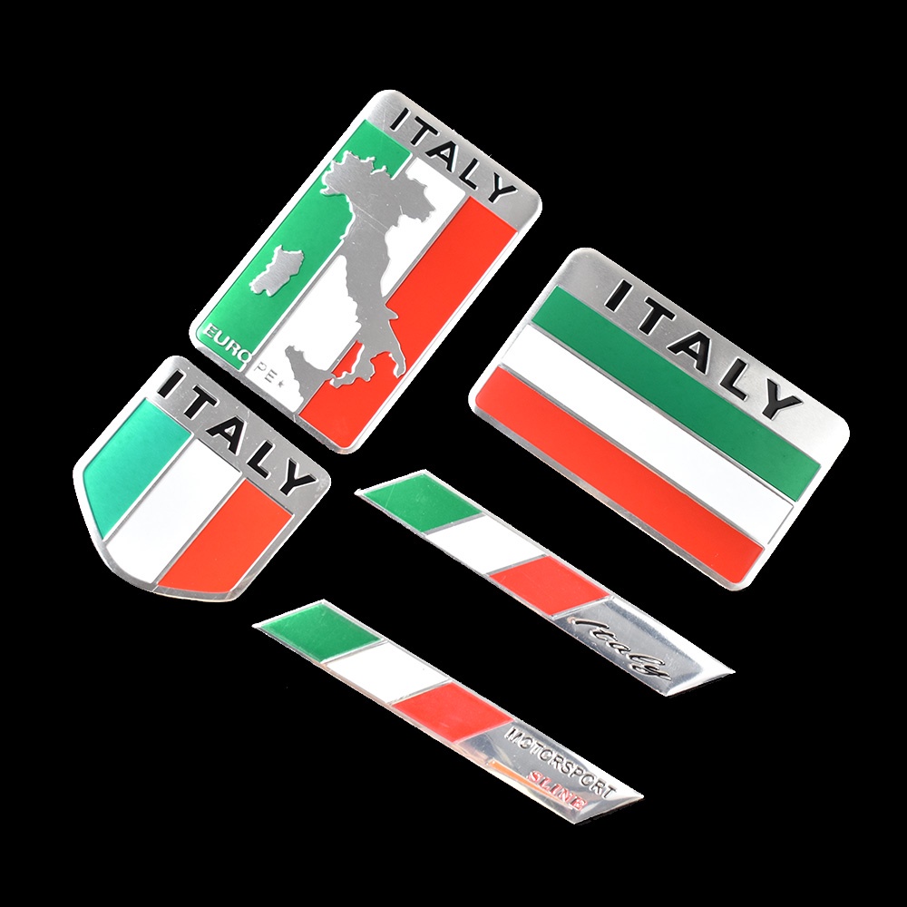 *READY STOCK*3D Aluminum Car Italian Italy Map National Flag Sticker ...