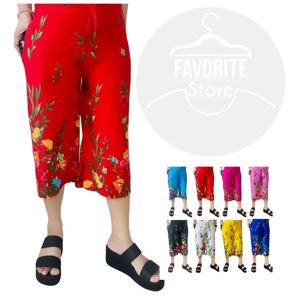 【Hot sale】Ladies Square Pants 3/4 with 1 pocket Sanepa Cotton Spandex