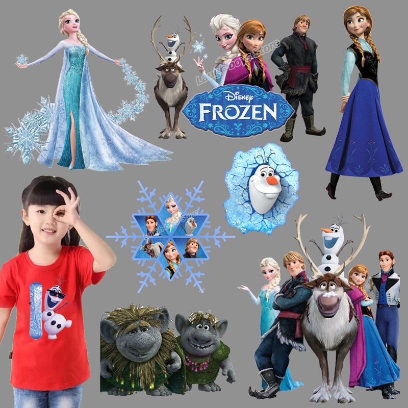 Disney Frozen Iron on Patches Elsa Anna Clothes DIY Decoration Vinyl
