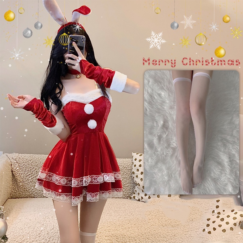 sexy clothes bg3 Santa's Mistress 4 Piece Costume Set - Red/White