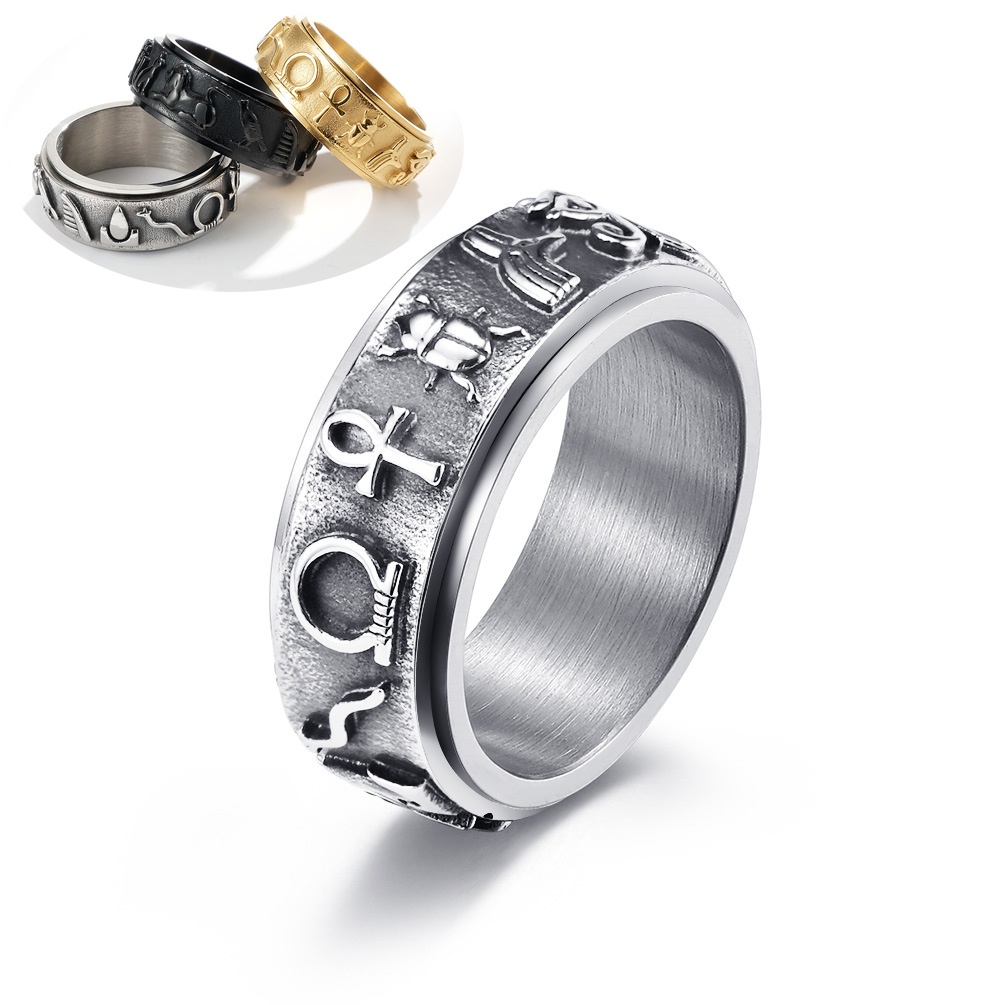 Titanium Steel Anxiety Ring Fidget Spinner Rings For Men Women Rotate ...