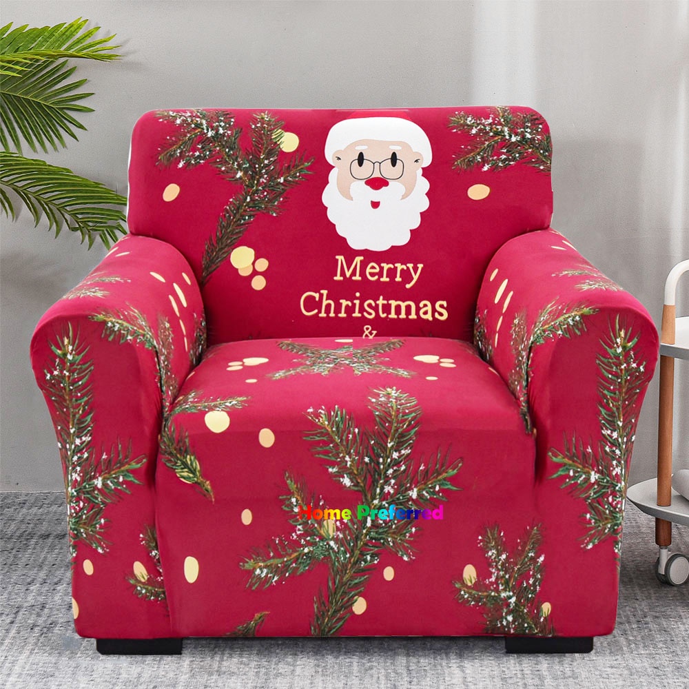 Santa Claus Christmas Sofa Cover Set Stretchable Seat Cover 1Seater 2 Seater 3 Seater 4 Seater