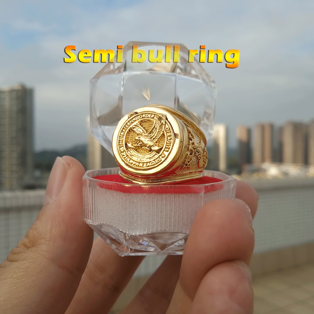 TFOE (PE) Kuya mans Ring , Semi Bull Ring, Gold Plated Brass, DEO ET PATRIA, The Fraternal Order