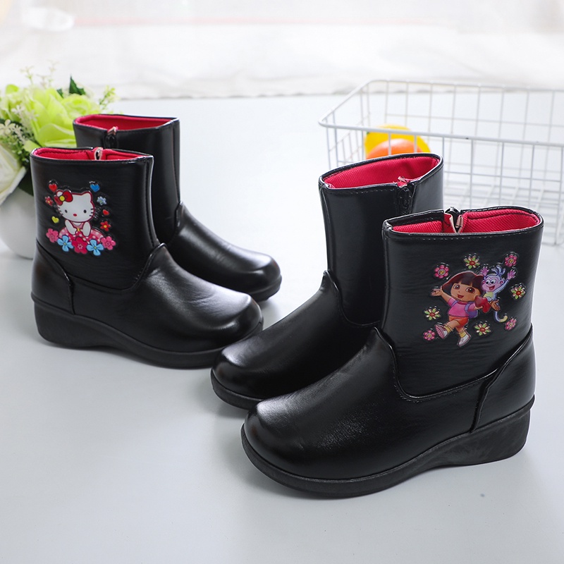 kids black shoes highheeled Hightop school shoes for blcak boots for
