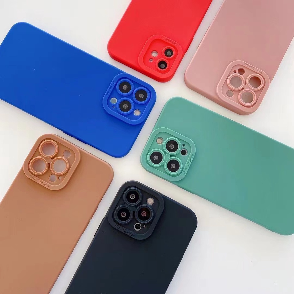 Casing iPhone 12 Pro Max 11 Pro Max Phone Case Soft Shockproof Back Cover  Solid Color Smooth Surface Skin Feel Mobile Phone Case Lens Protect Shell