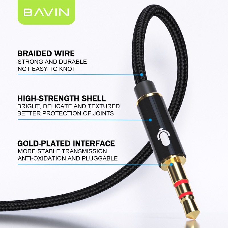 BAVIN 【AUX22】 3.5mm Earphone Stereo Microphone Mic Audio Splitter AUX ...