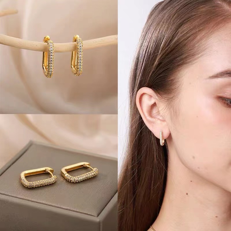 18K Gold Plated Square Earrings main image 1