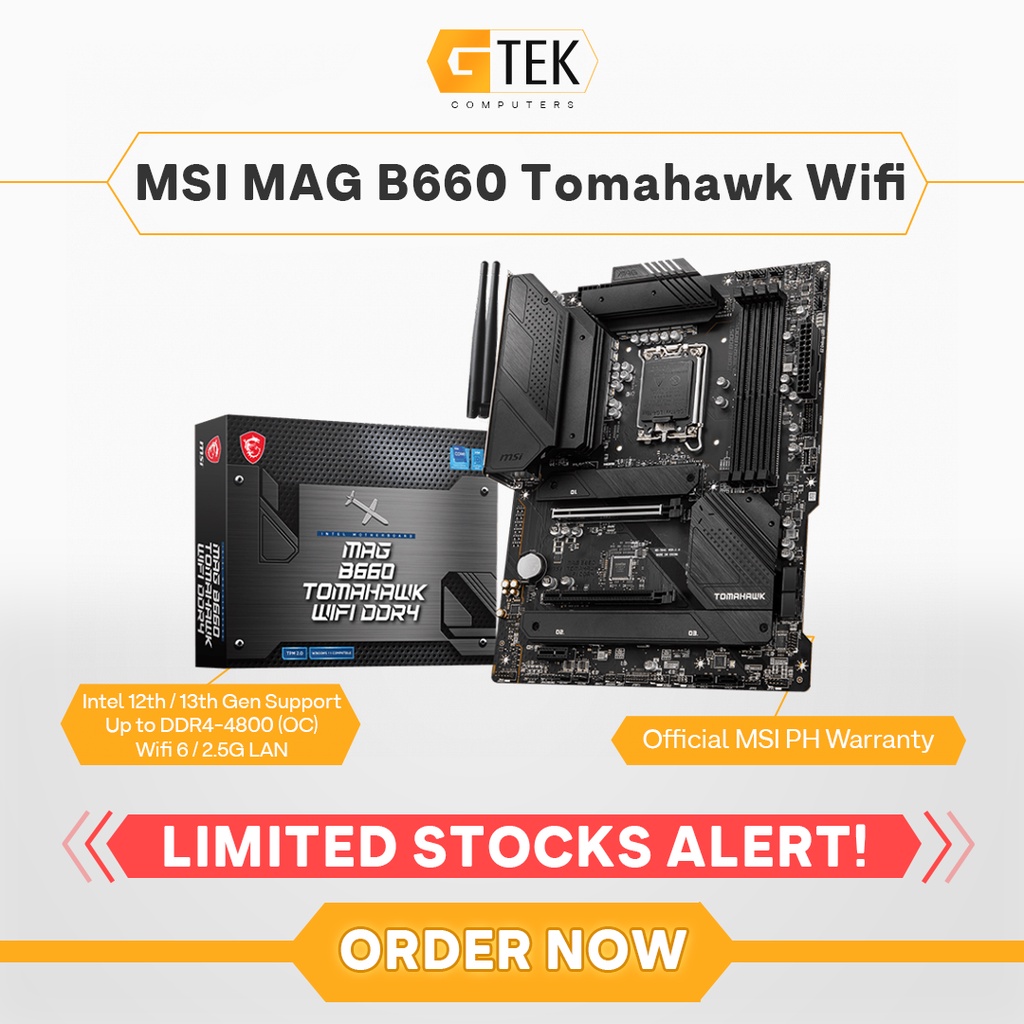 MSI MAG B660 Tomahawk Wifi DDR4 ATX Intel LGA 1700 Motherboard | Shopee ...