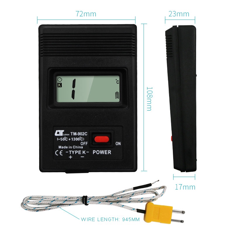 Thermomètre Numérique LCD Type K -50°C à 1300°C GUMEI TM-902C Avec Capteur Thermocouple