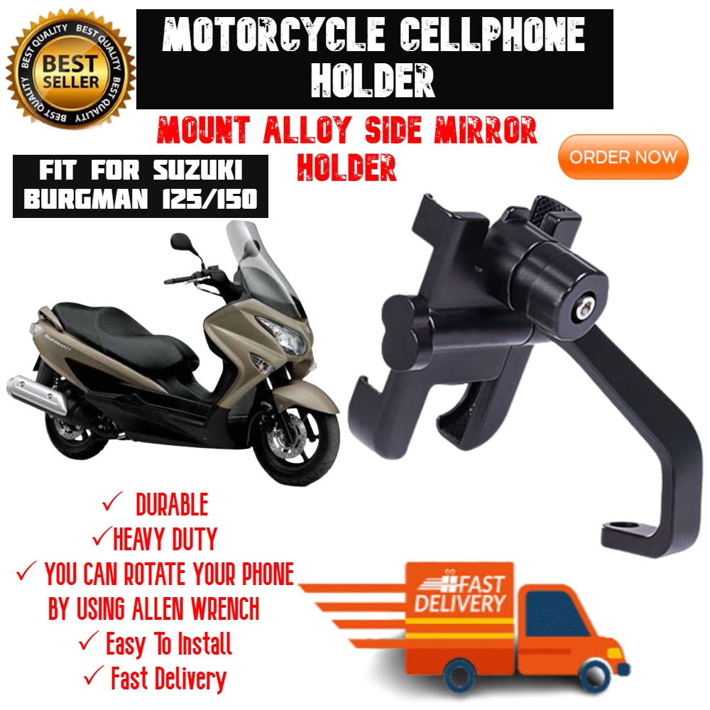 NEW! TP Suzuki Burgman 125/150 Motorcycle Cellphone Holder Mount Alloy