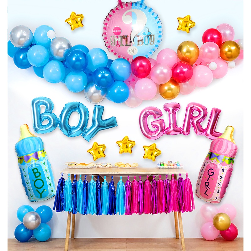 Baby Shower Decoration Set Girl or Boy Gender Reveal Party Decor Set