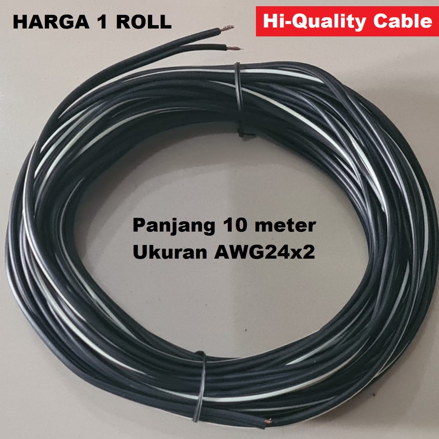Copper Fiber Power Cable Roll Length 10m 2x24 AWG24 AC/DC LED Shopee