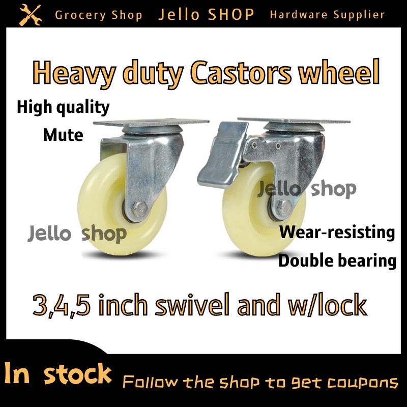Caster Wheel Swivel White Cot Nylon Heavy Duty Trollies Castors Wheel