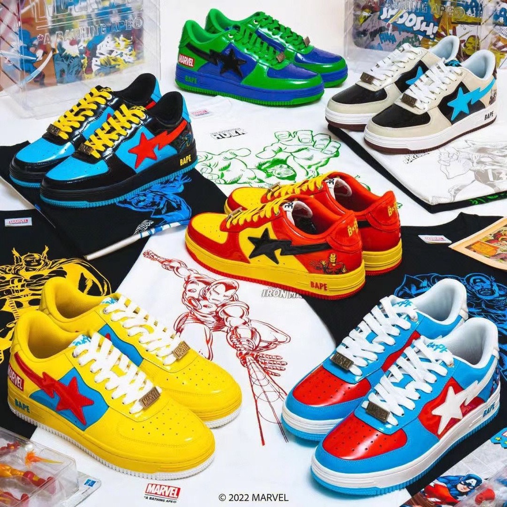 Bape Sta X Marvel Hero Series Joint low Niche Street vibe Style