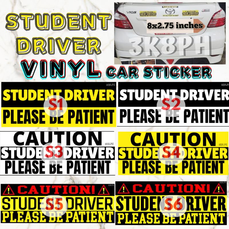 STUDENT DRIVER | VINYL CAR STICKER for any AUTOlMOBILE MOTORCYCLE AND ...