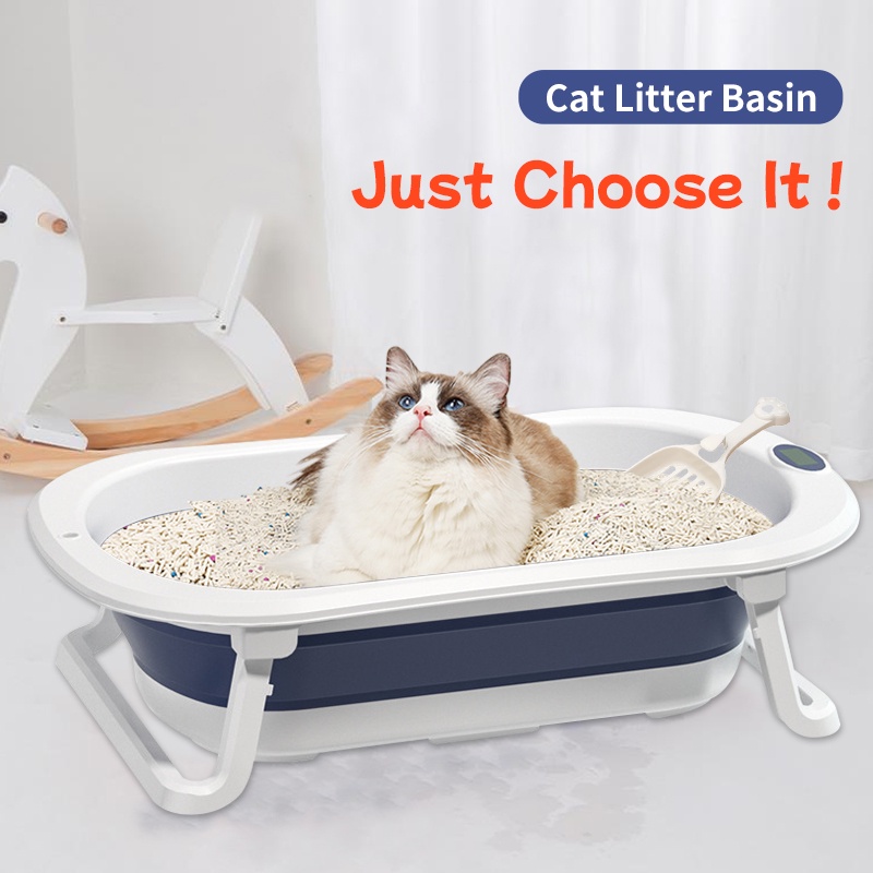 Cat Litter Box foldable Detachable Large Litter Box Pet Water basin ...