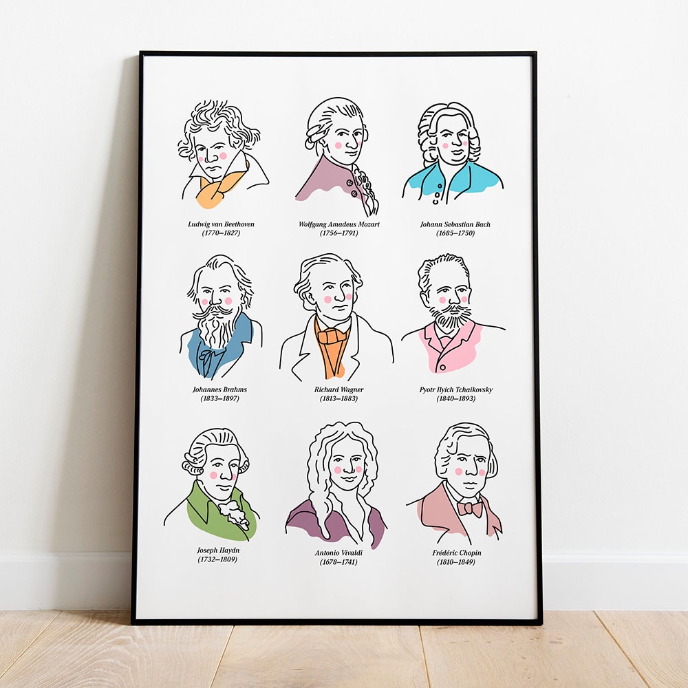 Classical Composer Poster Classical Music Canvas Painting Art Mozart ...