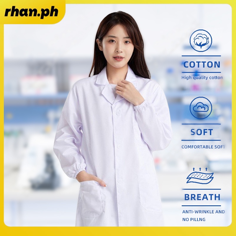 No. 1 Quality lab gown white coat workwear pharmacy doctor coat andmen