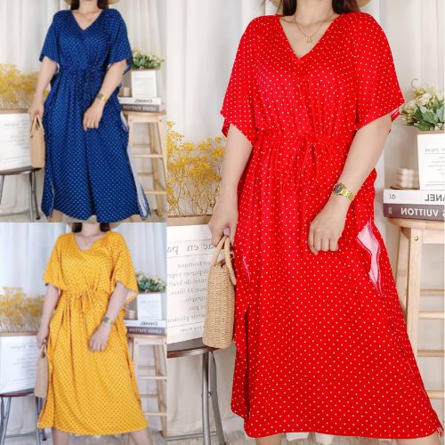 New Plus Size Polka Square Dress Cotton Size Fit Small to XXL Maxi