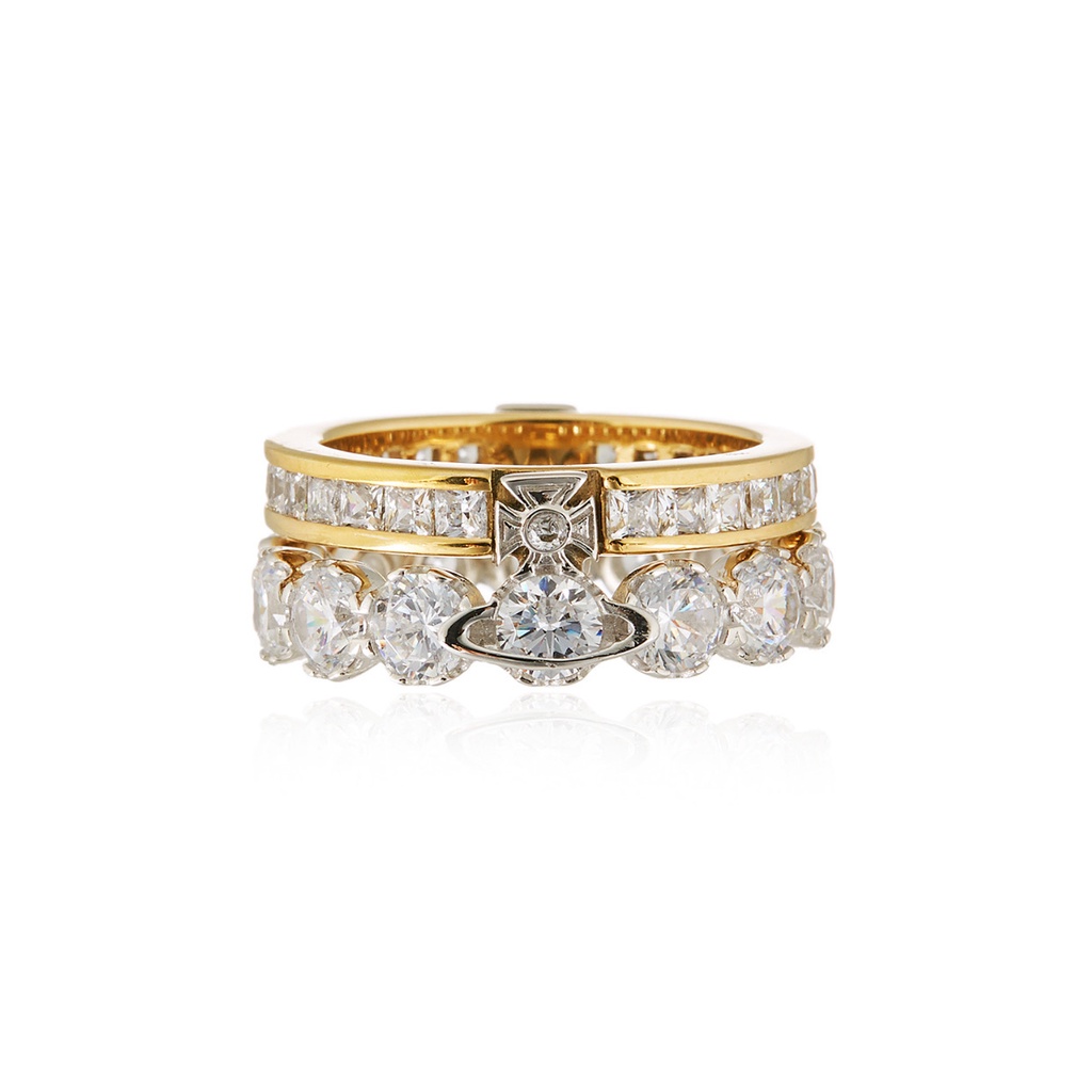 Vivienne westwood Double Layer Flashing Diamond Saturn Ring High-End ...