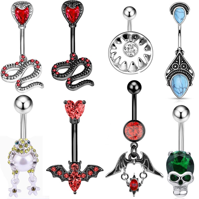 14g Double Prong Cz Belly Ring Titanium Internally Threaded Piercing