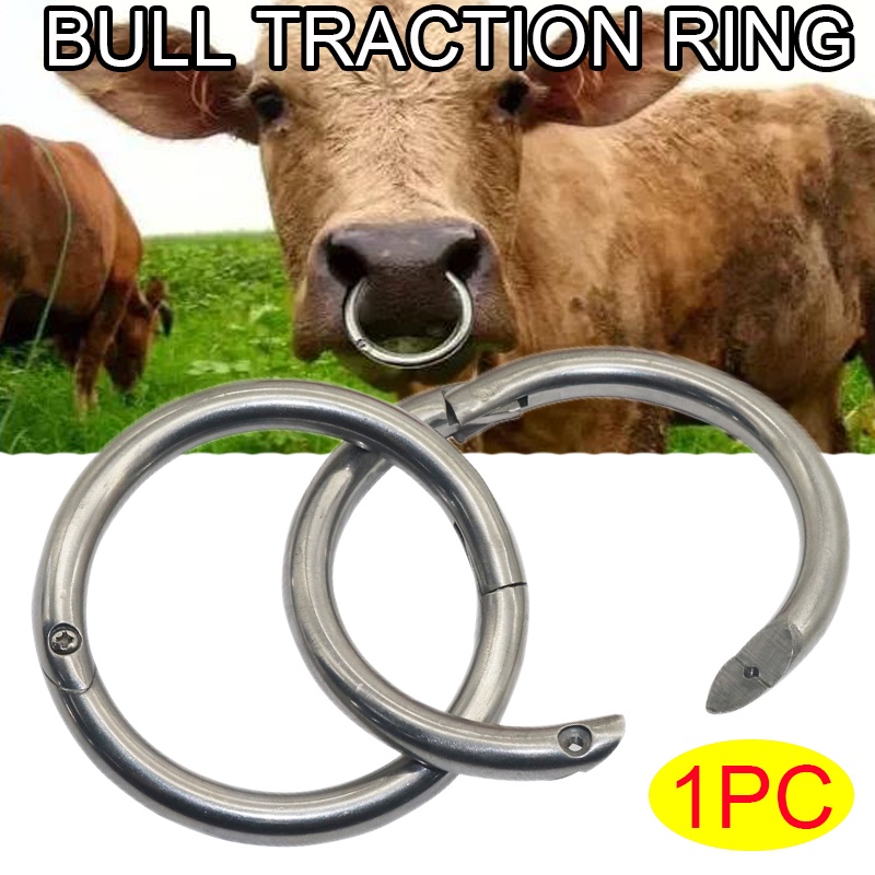 1Pc Bull Nose Ring Cattle Traction Ring Stainless Steel Bull Cow ...