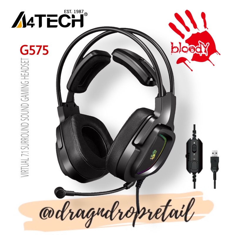 A4TECH BLOODY G575 RGB Gaming Headset, 7.1 Virtual Surround Sound ...