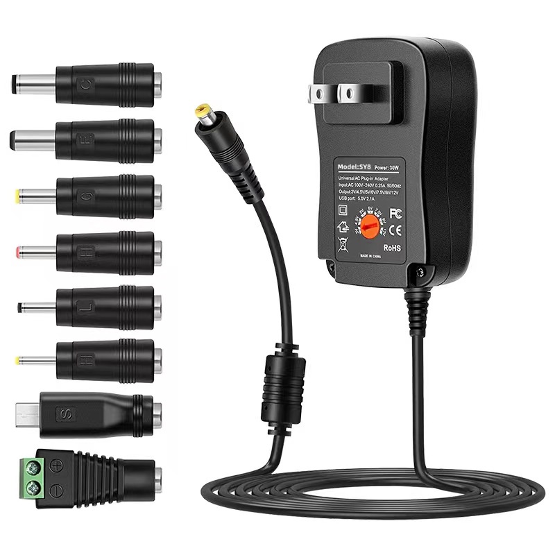 3V 4.5V 5V 6V 7.5V 9V 12V Adjustable Power Supply Adapter With Switch Regulated Adapters