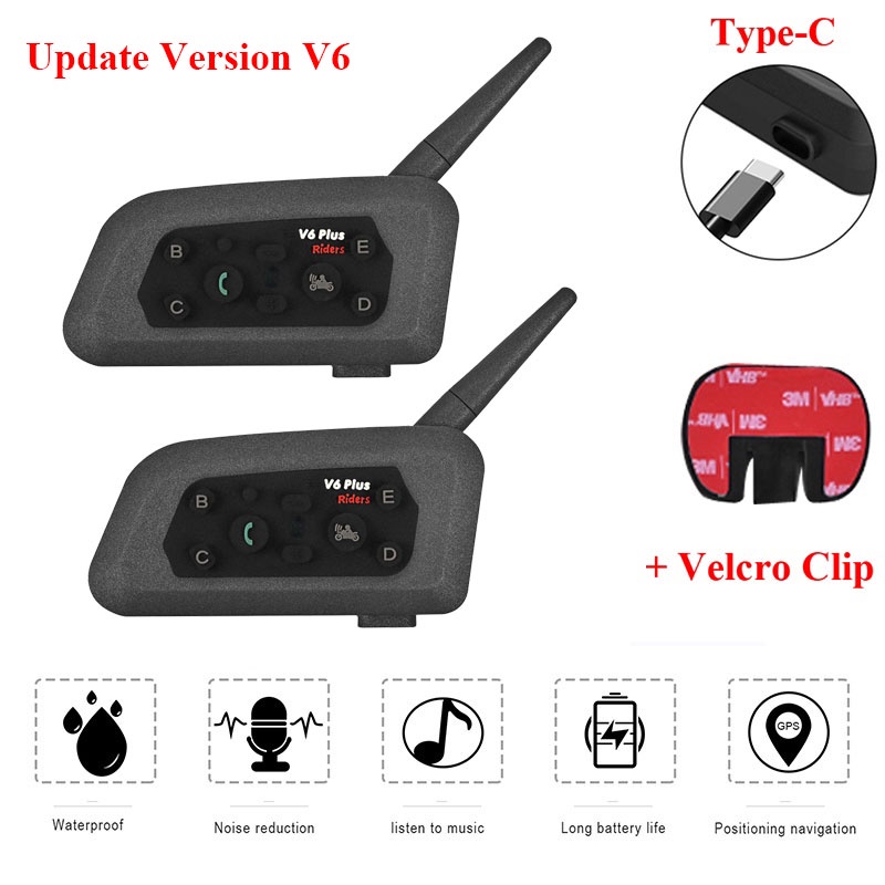 V6 Plus Bluetooth Helmet Interphone Headset Waterproof 6 Riders