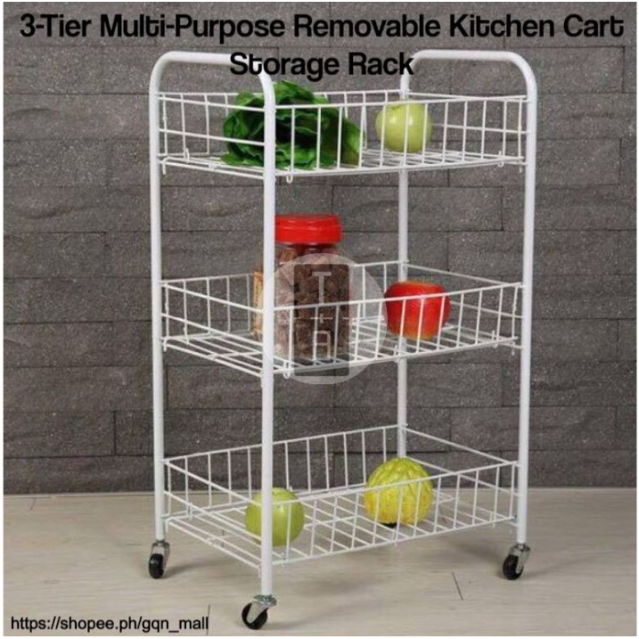 PD 3 Layer Multi Purpose Movable Bathroom Kitchen Vegetable Cart ...