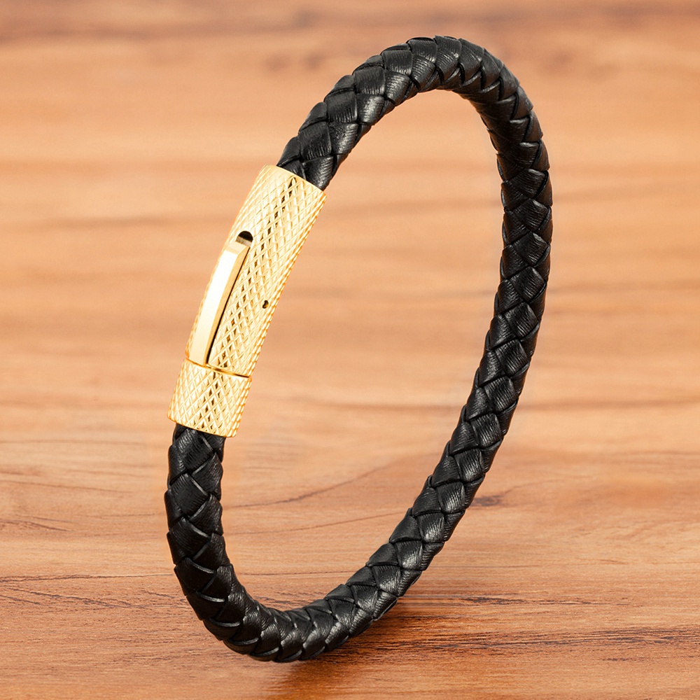 DIY Combination Stainless Steel Men's Leather Bracelet Sports Jewelry