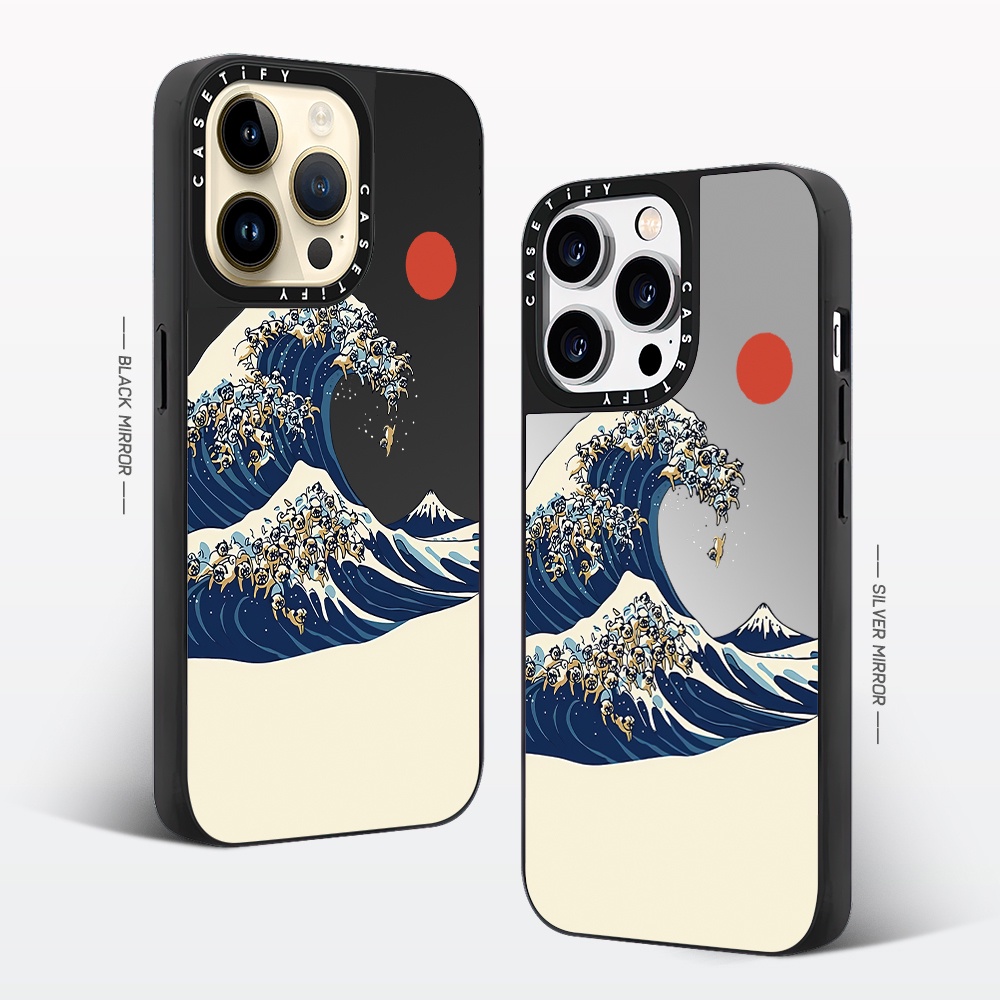 CASETiFY Japanese Waves Sun Map Mirror Case For iPhone 14 Pro Max 13