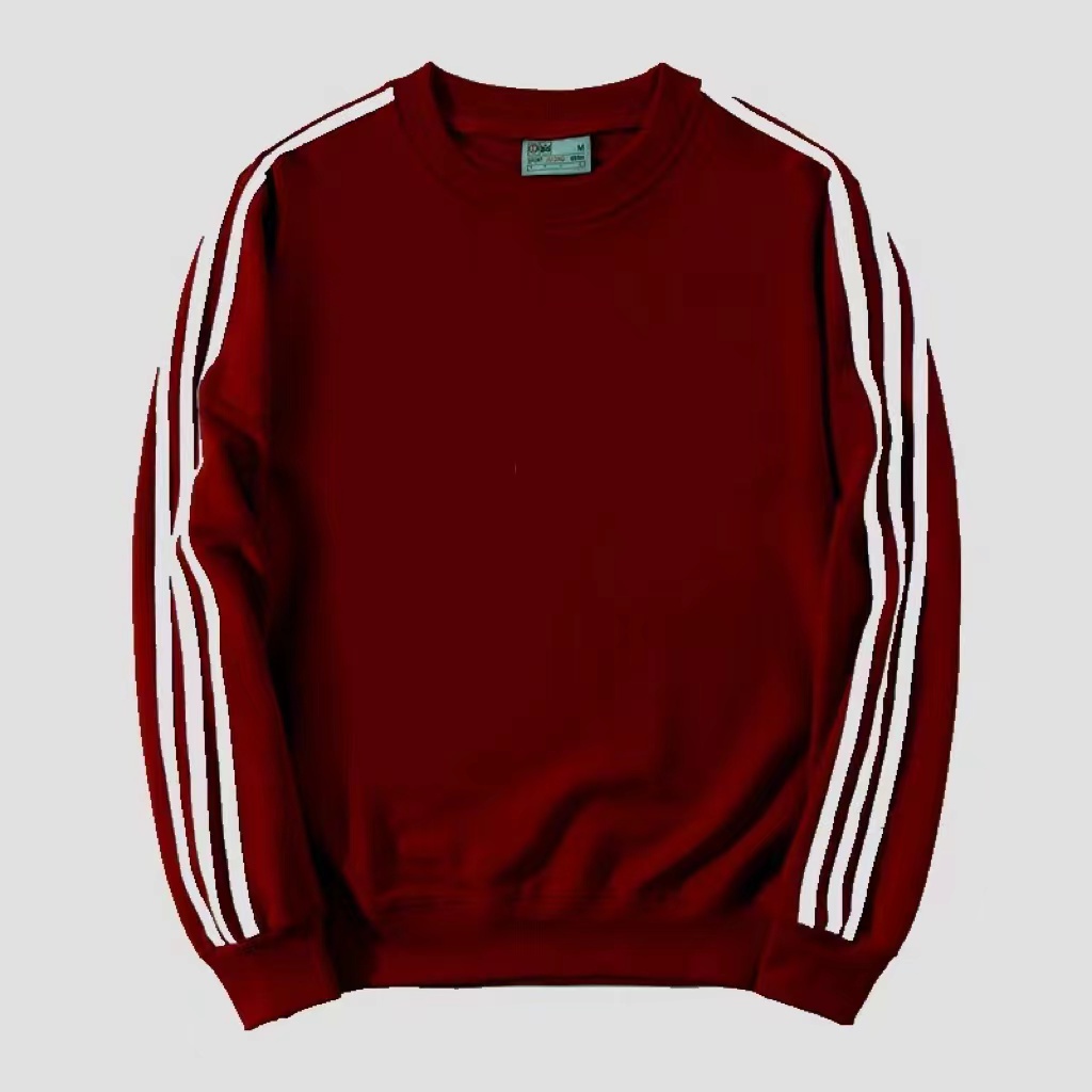 Pure Color Unisex Sweater Longsleeve Sweatshirt Crew Neck With Line