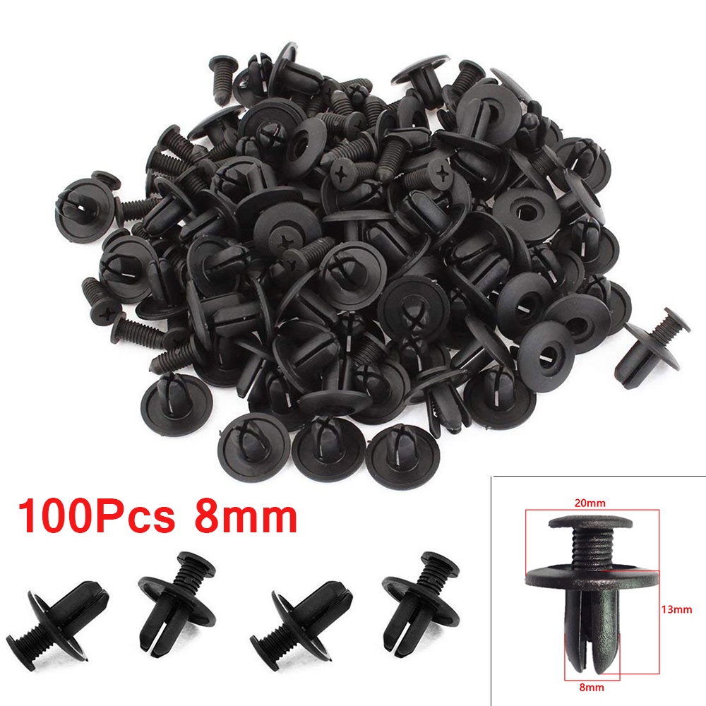 Auto Plastic Fastener 100pcs/set 8mm Hole Car Door Bumper Fastener