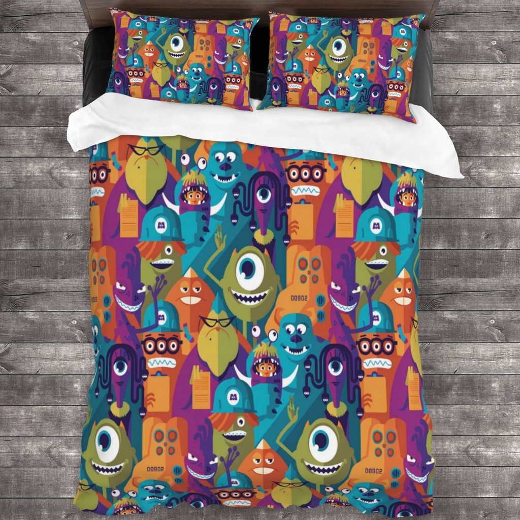 3 in 1 Disneys Monsters Inc 3Piece Bed Sheets Set 3D Print Cartoon
