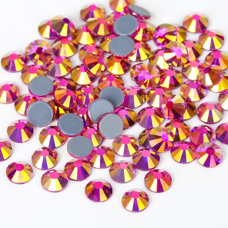 QIAO Peach AB Rhinestones Glitter Crystal Flatback Strass Diamond Glue ...
