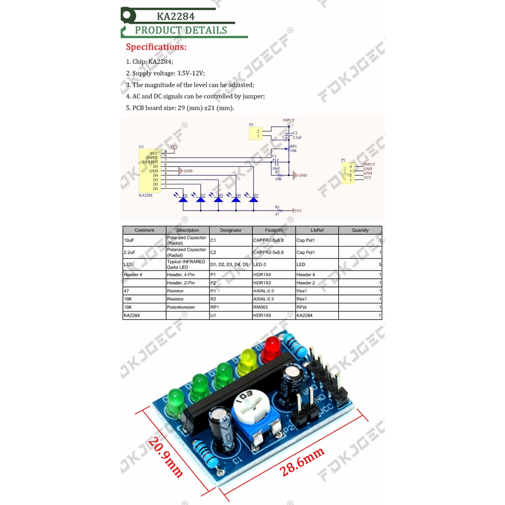 KA2284 Power level indicator Battery Indicator Pro Audio level ...