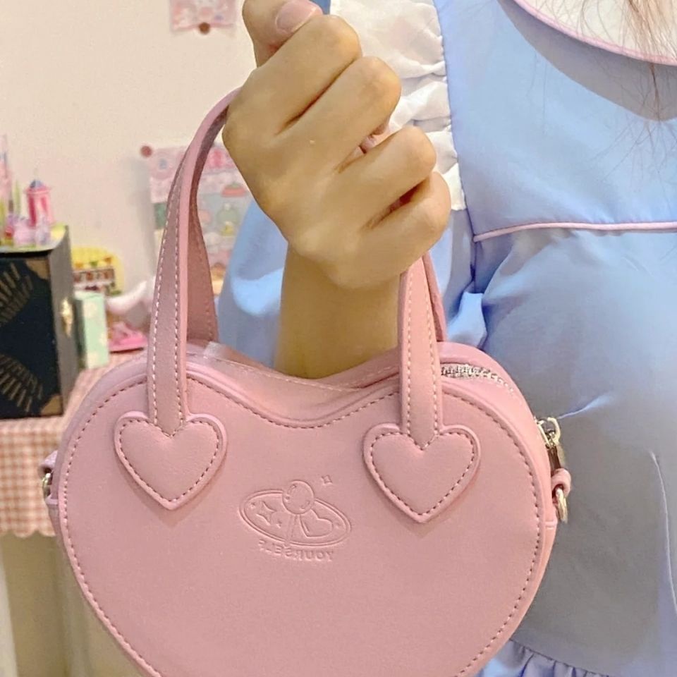 Sweet Girl Bag Heart Shape Handbag Pink Heart Bag Two use Bag Fashion Bag for Girls Shopee Philippines