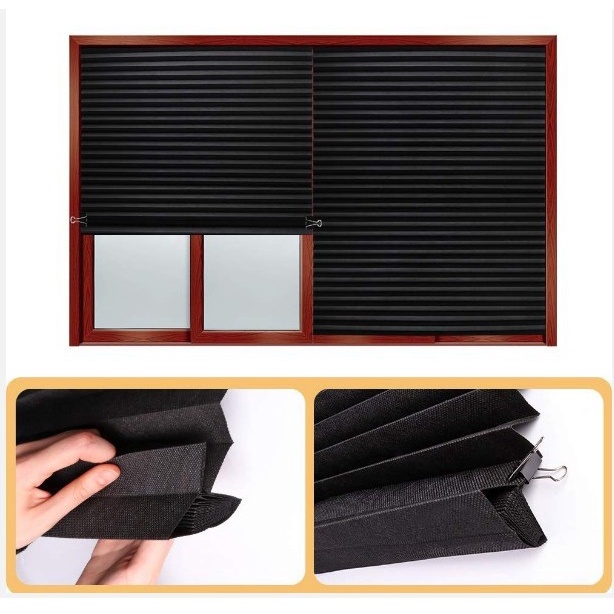 Curtain Self-Adhesive Pleated Blinds Half Blackout Window Curtains No ...