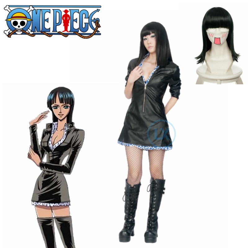 Anime One Piece Cosplay Nico Robin Miss Allsunday Halloween Female Woman Black Dress Cosplay