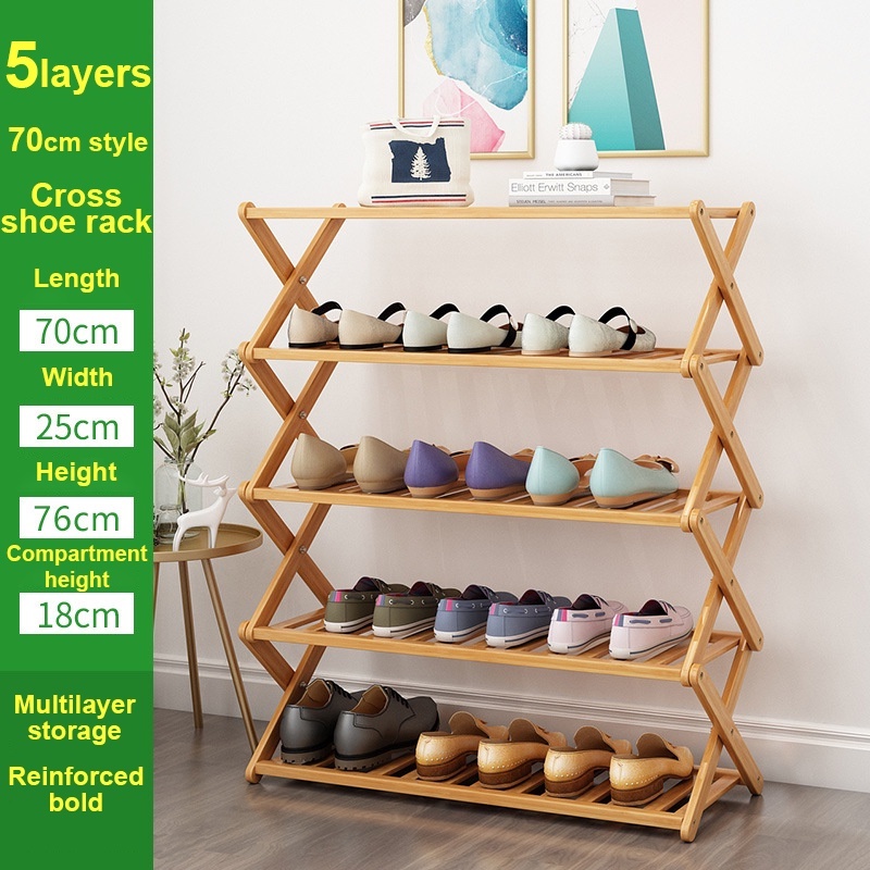 Shoe Rack 6 Layer Solid Wood Organizer Wooden Storage Shelves Stand