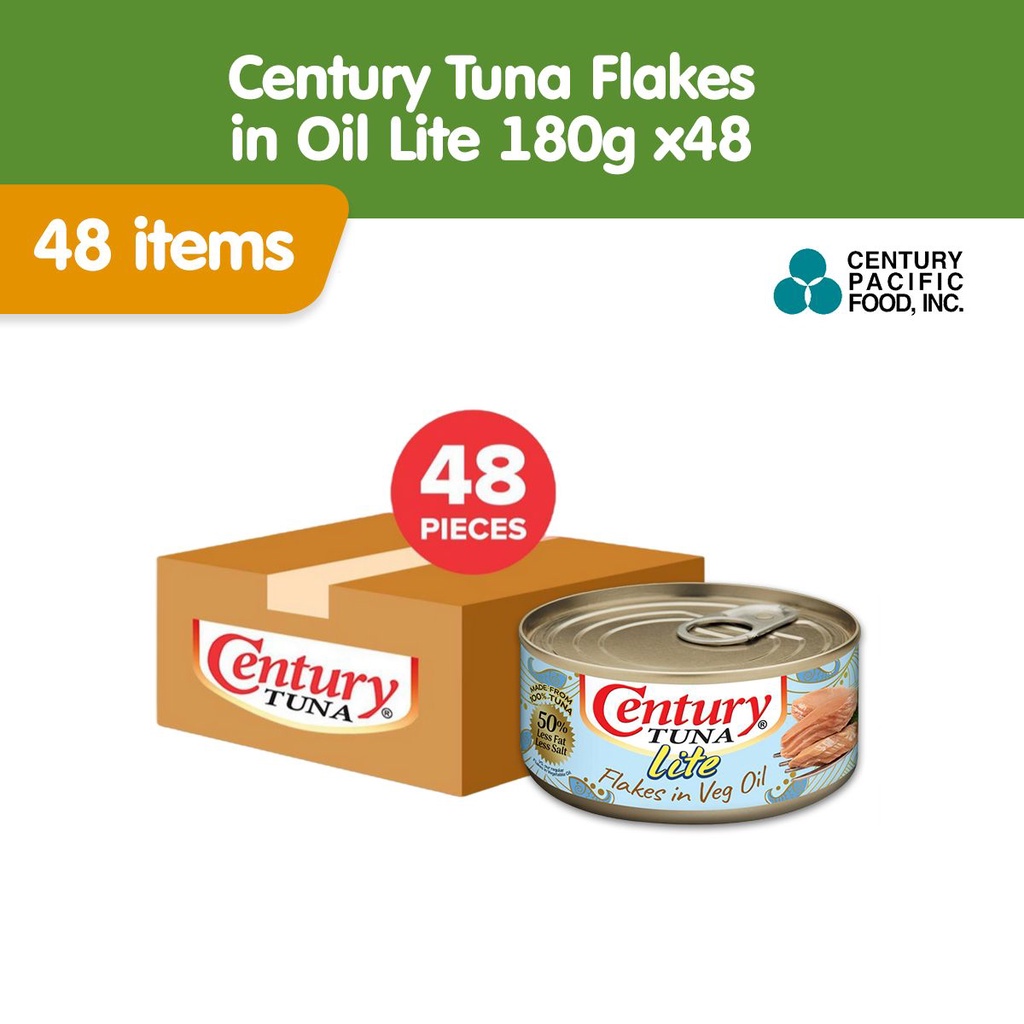 Century Tuna Flakes in Oil Lite 180g x 48 | Shopee Philippines