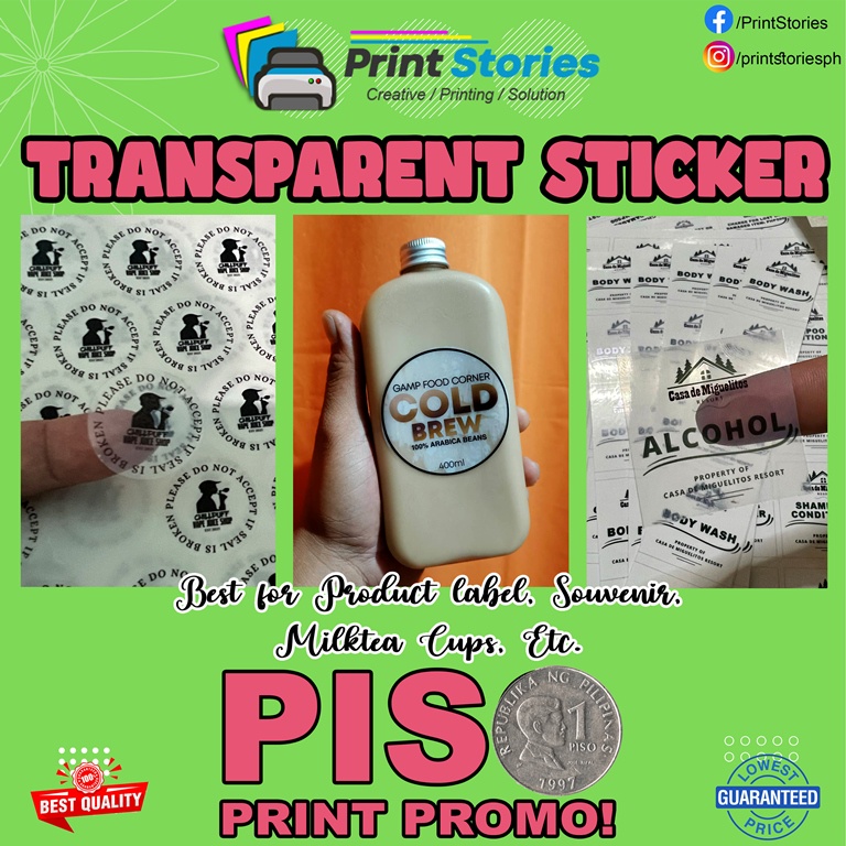 Transparent Sticker Printing / Personalized Sticker / Product Label ...