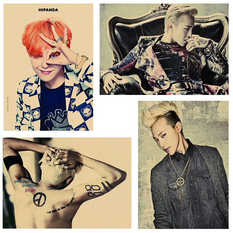 Popular Korean Bigbang G-DRAGON Kraft Paper Poster Bar Cafe Living Room ...