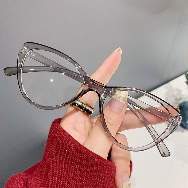 European and American Trendy New Cat's Eye Glasses Anti Blue Light Glasses  Retro Large Frame College Style Glasses