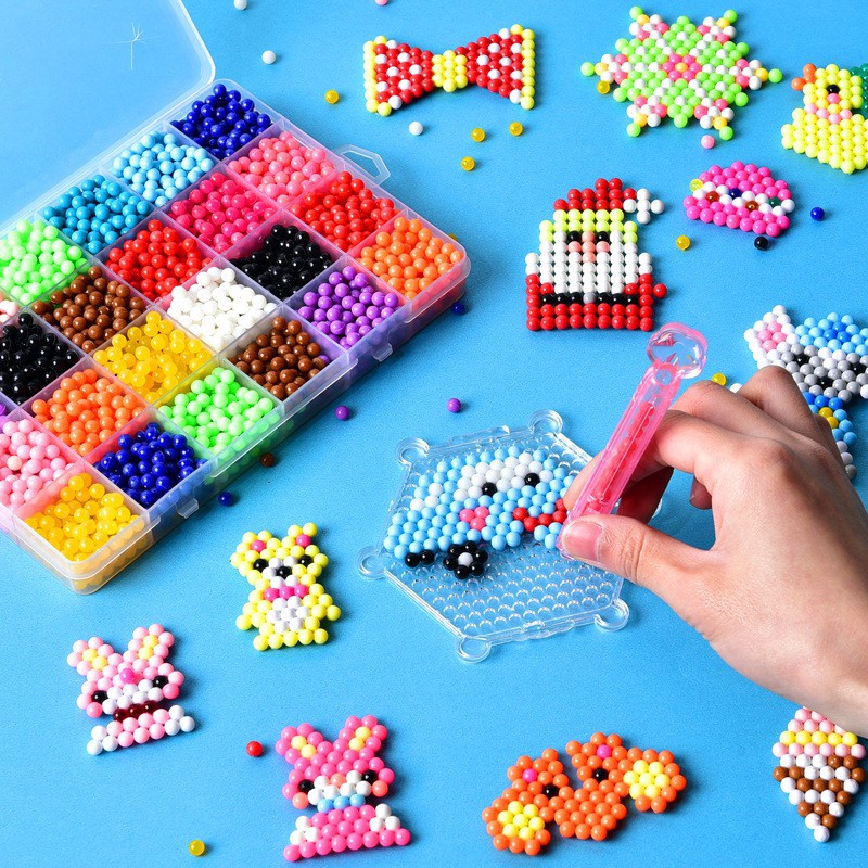 24 Colors 2400PCS AquaBeads Water Spray Magic DIY Aqua Beads Puzzle Set ...